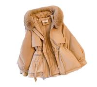 WENYOG Abrigo Mujer Chaqueta de plumón con capucha y forro polar, abrigo invierno cálido cordón ajustable acolchado for mujer(Khaki,M)