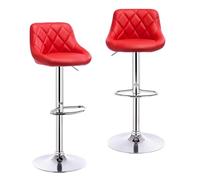 WENYOG Taburetes Bar 2 unids/Set sillas de Barra giratorias Taburete Bar Giratorio Cuero/Terciopelo Alto elevación Ajustable con reposapiés for el hogar(Red Leather)