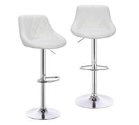 WENYOG Taburetes Bar 2 unids/Set sillas de Barra giratorias Taburete Bar Giratorio Cuero/Terciopelo Alto elevación Ajustable con reposapiés for el hogar(White Leather)