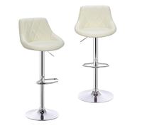 WENYOG Taburetes Bar 2 unids/Set sillas de Barra giratorias Taburete Bar Giratorio Cuero/Terciopelo Alto elevación Ajustable con reposapiés for el hogar(Cream Leather)