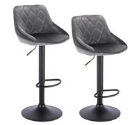 WENYOG Taburetes Bar 2 unids/Set sillas de Barra giratorias Taburete Bar Giratorio Cuero/Terciopelo Alto elevación Ajustable con reposapiés for el hogar(Dark Grey Velvet)