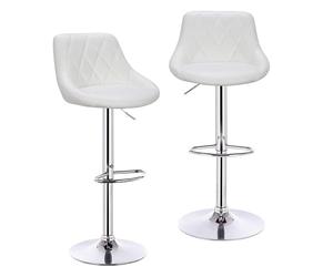 WENYOG Taburetes Bar 2 unids/Set sillas de Barra giratorias Taburete Bar Giratorio Cuero/Terciopelo Alto elevación Ajustable con reposapiés for el hogar(White Leather)