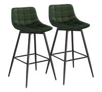 WENYOG Taburetes Bar 2 unids/Set Taburete de Bar Silla Alta mostrador for Bistro Asiento Cuero/Terciopelo con reposapiés Marco Metal hogar(Dark Green Velvet)