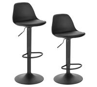 WENYOG Taburetes Bar 2 unids/Set taburetes de Bar Ajustables en Altura, sillas giratorias Acolchadas Piel sintética/Terciopelo con Respaldo for, Cocina, Bistro y hogar(Black Leather)