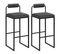 WENYOG Taburetes Bar 2 unids/Set taburetes de Bar Terciopelo 75cm sillas Altas Barra tapizadas Metal con Respaldo reposapiés for Cocina Pub Café Hotel Club(Dark Gray)