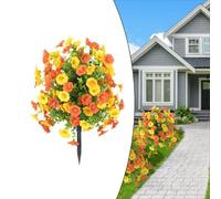 wenyouya Bola de hierba artificial Morning Glory incluye estaca para el suelo, planta sintética resistente a los rayos UV para decoración de interiores y exteriores, 18.5 pulgadas de alto