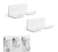 Wenyue 2pcs Soporte Secador Pelo Pared, Soporte para Secador de Pelo Autoadhesivo,Cuarto de baño Secador de Pelo,Porta secador de Pelopara Almacenamiento en el Dormitorio del Baño (Blanco)