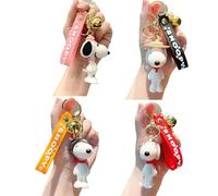 Wenyue 4 tipos de llaveros de Snoopy, lindo llavero estilo anime, colgante de metal 3D Snoopy, lindo llavero para niñas bolso llavero regalo