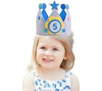 Wenyue Corona Cumpleaños, Corona Cumpleaños tela niño niña Números Intercambiables 1 a 9,Divertida Corona de Cumpleaños,Gorro de Tela para Niños,Corona de Tela Ideal per Fiestas de Cumpleaños