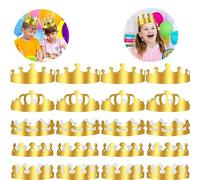 Wenyue Coronas de papel doradas, sombrero de fiesta ajustable de papel dorado, corona de cumpleaños dorada, coronas de papel brillante para niños, adultos, fiestas de cumpleaños, fiestas,