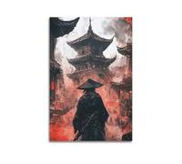 WEOFURBL Póster de Samurai Japón City Póster decorativo de lienzo para pared e impresión artística moderna para decoración de dormitorio familiar, 16 x 24 pulgadas (40 x 60 cm)