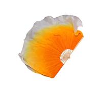 WEOKDFHA Abanico para Danza del Vientre Velo de Abanico Baile Grande Seda Real, un par Accesorios for Disfraz Danza del Vientre, Bailarina con gradiente Fluido(Pink,2pcs Right Hand)