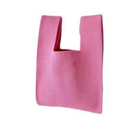 WEOKDFHA bolsas con nudo en la muñeca Bolso De Mano De Punto Hecho A Mano For Mujer, Minibolso De Muñeca Con Nudo, Bolso De Mano Informal De Color, Bolso De Compras Reutilizable(Rose Red)