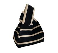 WEOKDFHA bolsas con nudo en la muñeca Bolso de mano tejido a la moda, bolsas de compras hechas a mano, bolso de muñeca con nudo de alta capacidad for niñas(Black)