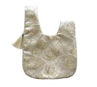 WEOKDFHA bolsas con nudo en la muñeca Bolso de muñeca con borla, colgante de borla, bolso Hanfu bordado, bolso Simple con temperamento, bolsa pequeña de regalo(Champagne)