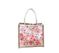 WEOKDFHA Bolsas De Lino Bolso De Lona Floral Mujer Hombro Pequeño Y Fresco Mano Moda Compras Grande for(Red,Zipper style)