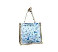 WEOKDFHA Bolsas De Lino Bolso De Lona Floral Mujer Hombro Pequeño Y Fresco Mano Moda Compras Grande for(Blue,Zipper style)