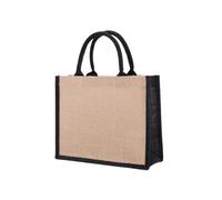 WEOKDFHA Bolsas De Lino Bolso de mano plegable arpillera yute for mujer, bolso for comestibles en blanco, organizador almacenamiento viaje gran capacidad con asas(31X25X10cm)