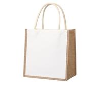 WEOKDFHA Bolsas De Lino Bolso de mano reutilizable yute arpillera, bolso compras, lona gran capacidad con contraste Color, costura for mujer(16x22cm)