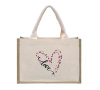 WEOKDFHA Bolsas De Lino Impresión de letras dibujos animados, bolso mano lona gran tamaño, compras interno impermeable(Beige-11)