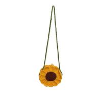 WEOKDFHA Bolso De Flores De Ganchillo Mini bolso de mano punto con estampado girasoles for mujer, tejido cadena, bandolera for el hombro(Orange)