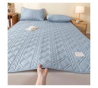 WEOKDFHA Colchón Ropa de Cama algodón, colchón Fino Acolchado, Tatami, Protector Ajustado, Estera, Almohadilla for sin Funda Almohada para El Apoyo del Sueño(Blue,Queen 60x80Inch)