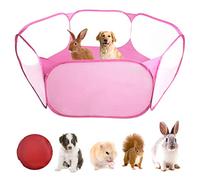 WEONE Jaulas para Animales Pequeños, Tienda de Jaula Plegable, Cerca Transparente Parque Infantil Pop-up Interiores y Exteriores para Conejillos de Indias Conejos Hámster Chinchillas Erizos (Rosa)