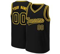 WEOPLKIN Camiseta Basket Personalizada Hombre/Niños, Camiseta de Basketball para Niño y Adultos, Diseño de Uniforme de Equipo, Tu Propio Nombre y Número Negro