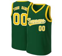 WEOPLKIN Camiseta Basket Personalizada Hombre/Niños, Camiseta de Basketball para Niño y Adultos, Diseño de Uniforme de Equipo, Tu Propio Nombre y Número Verde