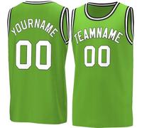 WEOPLKIN Camisetas de Baloncesto para Hombre/Niño, Diseño de Uniforme de Equipo, Tu Propio Nombre y Número, Camiseta Baloncesto Personalizada Verde