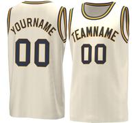 WEOPLKIN Camisetas de Baloncesto para Hombre/Niño, Diseño de Uniforme de Equipo, Tu Propio Nombre y Número, Camiseta Baloncesto Personalizada Beige