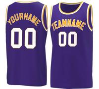 WEOPLKIN Camisetas de Baloncesto para Hombre/Niño, Diseño de Uniforme de Equipo, Tu Propio Nombre y Número, Camiseta Baloncesto Personalizada Morado