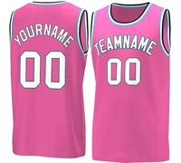 WEOPLKIN Camisetas de Baloncesto para Hombre/Niño, Diseño de Uniforme de Equipo, Tu Propio Nombre y Número, Camiseta Baloncesto Personalizada Rosa
