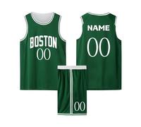 WEOPLKIN Trajes de Baloncesto para Adultos y Niños, Equipación Baloncesto Hombre/Niños, con tu Nombre Número Equipo Verde