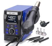 WEP 2009D-II Soldador Aire Caliente Estacion de soldadura con pistola desmontable, 4 canales preestablecidos, pantalla LED digital, temperatura ajustable 100-480℃, estabilización PID (EU)