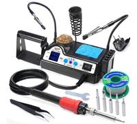 WEP 927-IV V2 Kit Estación de Soldadura Soldador de Estaño 110W con 3 Canales Preestablecidos, Modo de Reposo, 5 Puntas de Soldar, 2 Manos Auxiliares, Hilo de Soldadura, Pinzas (enchufe UE)