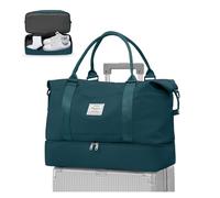 WEPLAN Bolsa de Viaje Mujer 45x36x20 Easyjet Equipaje de Mano Cabina Bolsa Fin de Semana Mujer Bolso Deporte Gimnasio Viaje con Compartimento de Zapatos Bolso Maternidad Hospital,A04-Azul Pavo Real