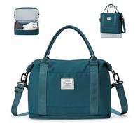 WEPLAN Bolsa de Viaje Mujer Avion 40x20x25 Ryanair Bolso Viaje Cabina Equipaje Mano Bolsa Fin Semana Deporte Mujer Hombre con Compartimento de Zapatos Bolso Gimnasio Hospital Maternidad,Azul Pavo Real