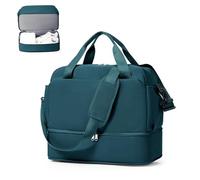 WEPLAN Bolsa Viaje 40x30x20 Ryanair Wizzair Equipaje de Mano Cabina Bolsa Fin de Semana Mujer Bolso Deporte Gimnasio Viaje con Compartimento de Zapatos Bolso Maternidad Hospital,C04-Azul Pavo Real