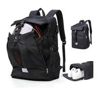 WEPLAN Mochila Moto Hombre Mujer Mochilas para Moto Impermeable Mochila de Baloncesto con Zapatillero Mochilas de Motocicleta Viaje para Laptop Viaje Bolsa Casco Gran Capacidad,Negro
