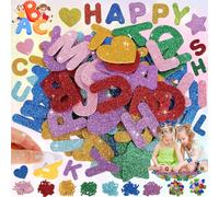 Weploda 212 Piezas Letras de Espuma Adhesivas Brillantes, Letras Adhesivas de Eva con Purpurina Pegatinas, A-Z, 7 Colores Letras Decorativas Adhesivas para Manualidades
