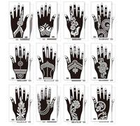 Weploda 24 Plantillas de tatuaje temporales henna, Kit De Plantilla De Tatuaje, Plantillas De Henna Reutilizables, Plantillas de tatuaje de bricolaje,para Mujeres Niñas Adulto Carnaval