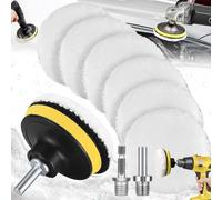 Weploda 9 Piezas Esponja de Pulido para automóvil, Pulido Lana Kit Encerado, Esponja pulir Coche 125mm, Almohadillas de Pulido para Coche con Adaptador de Taladro M10 y Adaptador Hexagonal