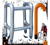 Weploda Inflable Marco y Bastón Inflable De Juguete, Andador Hinchable Divertido, Bastón Inflable Divertido, Bastón hinchable fiesta, Carnaval Fiesta de Disfraces para Personas Mayores Halloween(Plata