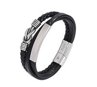 Weploda Pulsera de cuero de acero inoxidable grabado, pulsera de piel para hombre, pulsera de cuero, pulsera de cuero para hombre con grabado, regalo de cumpleaños para papá, regalo del día del padre