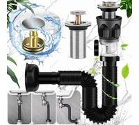 Weploda Sifón Lavabo Flexible Kits, Manguera De Drenaje Flexible, Desagüe Antiolor para Fregadero, Sifon Cocina, Apto Para Baño y Cocina, Extensible De 295-985 mm