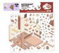 Weppduk Pegatinas de escena en miniatura, calcomanías de casa de dibujos animados en miniatura, calcomanías de escena de cabina de colores brillantes para decorar paredes, muebles, portátiles, fundas