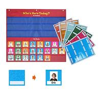 Weppduk Tabla de bolsillo de asistencia, 72 tarjetas de asistencia, tabla de bolsillo de gestión del aula para suministros preescolares, Who is Here