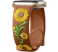 Wepr - Correa de silicona en relieve floral compatible con Apple Watch Series 9 para mujer de 41 mm, SE, 40 mm, 38 mm, iWatch Series 8, 7, 6, 5, 4, 3, 2, 1, grabado de girasol, bonita correa elegante