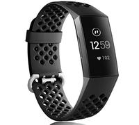 Wepro Bandas Compatible Fitbit Charge 3 Fitbit Charge 3 SE, Banda Impermeable Transpirable Agujeros Mujeres Hombres, pequeño, Grande, Multicolor, Large 7.1"-8.7", Negro